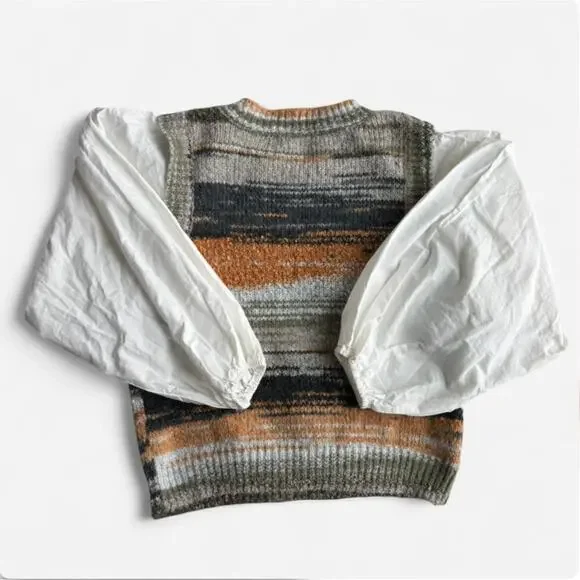 OneWorld Women's Knit Sweater with Contrast Cotton Sleeves - Picture 5 of 6